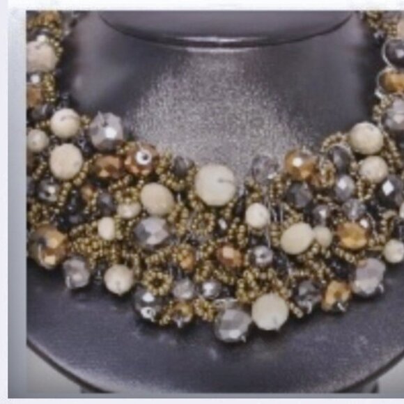 One of A Kind Handmade Bling Statement Beaded Collar Choker Necklace - Picture 4 of 7